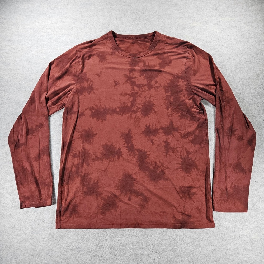 Lululemon Mens Large The Fundamental Long Sleeve Shirt Tide Shibori Date Brown